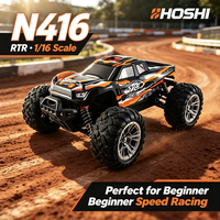 HOSHI Camion monstre RC 4x4 tout-terrain haute vitesse à 4 canaux, échelle 1/16, N416, télécommande 100m, 36KM/H, chargeur, batterie 7.4V