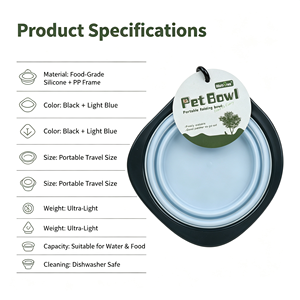 Bol pliable en silicone pour animaux de compagnie, pour nourriture et eau, portable, pliable, pour chiens et chats, utilisation en intérieur - Product Image 5