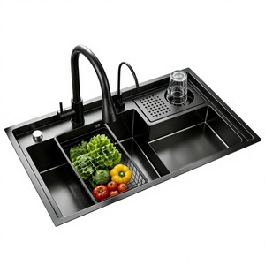 Évier de cuisine en acier inoxydable noir avec robinet et affichage numérique pour cuisine moderne - Product Image 3