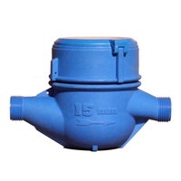 Compteur d'eau à cadran humide en plastique DN20 économique, boîtier IP68, fileté, OEM, multi-jets, débit de 2,5 m³/h, certifié ISO9001