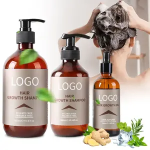 Label pribadi 100% sampo minyak Serum penumbuh perawatan rambut kulit kepala Almond organik alami