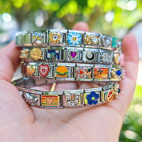 Bracelet à breloques italien vintage, Bracelet personnalisé sur le thème, Bracelet à breloques bricolage en acier inoxydable
