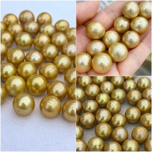 Perlas Naturales <span class=keywords><strong>de</strong></span> Agua Dulce Teñidas <span class=keywords><strong>de</strong></span> Muses Jewels, Gran Descuento, Aprox. 12-15mm, Casi Redondas, Color Dorado, Cuentas Sueltas para Fabricación <span class=keywords><strong>de</strong></span> Joyería - Product Image 1