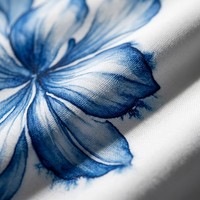 Conjunto de Dos Piezas para Mujer, Top Corto con Estampado Floral, Pantalones Anchos, Estilo Formal de Oficina, Elegante, Blanco y Azul, Artístico, de Lujo, Personalizado, Jinyuan