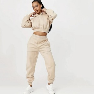 RUIQUWIN 2024 nouveaux vêtements pour femmes décontracté sport cordon avec polaire deux pièces ensemble pantalon à capuche - Product Image 3