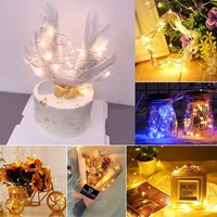 Guirlandes lumineuses LED avec fil argenté, boîte à piles bouton, bouquet cadeau, décoration de Noël pour la pâtisserie