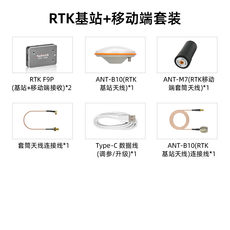 F9p + base station antenna + mobile terminal antenna