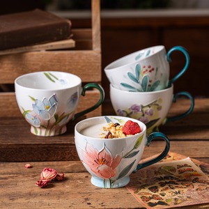 <span class=keywords><strong>Tazas</strong></span> de <span class=keywords><strong>Desayuno</strong></span> de Cerámica con Diseño de Flores Inglesas en Varios Estilos / Taza para Café y Té para Venta al por Mayor - Product Image 3