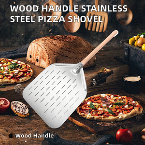 Pala para Pizza Hueca de Aluminio y Acero Inoxidable con Mango de Madera para Horno y Cocina, para Hornear, Transferir Pasteles y Voltear Pizzas - Product Image 2