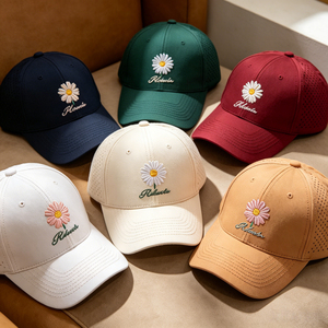 Casquettes de baseball structurées à 6 panneaux avec <span class=keywords><strong>logo</strong></span> brodé personnalisé, bord incurvé, perforations découpées au laser, pour la randonnée, le camping, le golf, casquettes de camionneur - Product Image 4