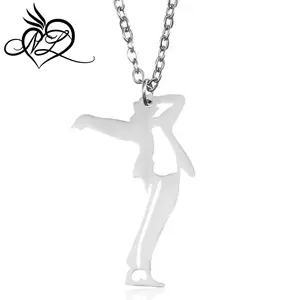 Classic Dance King Michael Jackson Dancing Necklace Stainless Steel Memorial Pendant Necklace