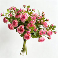L-182 Premium Spray Rozen Lange Steel Levensechte Bloemblaadjes Huis Bruiloft Evenement Decoratie Groothandel