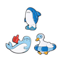 Épinglette en émail mignonne représentant un animal marin |   Broche en alliage en forme de requin, de phoque, de flotteur et de canard |   Épingles à revers pour vêtements, vente en gros d'usine