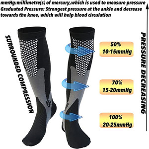 Fabbricazione calcio Anti fatica compressione dolore sollievo da Golf 20-30 calze a compressione nere - Product Image 4