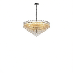 Lámpara de Techo Moderna de 37 Pulgadas con 14 Luces, Araña Colgante de Hierro Negro con Tubos de Vidrio Ahumado para Comedor, Sala de Estar, Dormitorio, Cocina - Product Image 1