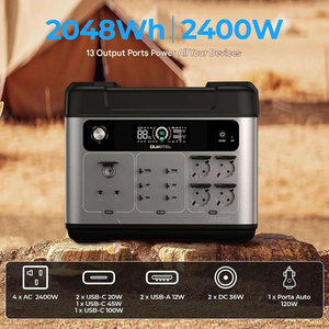 Station d'alimentation portable solaire LiFePO4 P2001E Plus 2048Wh 2400W avec MPPT pour camping, VR, urgence et maison - Product Image 1