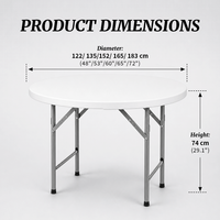 Table pliante ronde en plastique moderne blanche, pieds en métal, utilisation hôtelière, table portable pour banquet, mariage, événement, vente en gros
