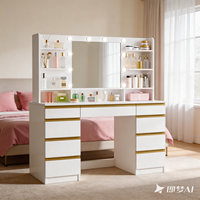 Lampe de coiffeuse moderne en verre avec grand miroir HD et ampoule à lumière chaude pour chambre à coucher et table de maquillage