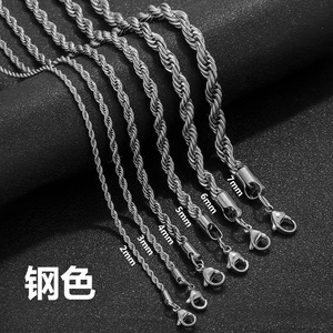 Hip Hop Punk 18K Plaqué Or Collier En Acier Inoxydable Corde Torsadée/Papillon 2-7mm Étanche En Gros Unisexe Festival Cadeau - Product Image 5