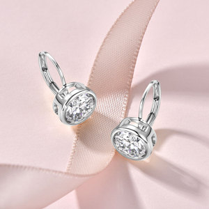 fashion jewelry 14k gold filled Bezel Set Round Cut 1ct 2ct VVS GRA Moissanite <b>ear</b> <b>clips</b> Hoop earrings for Women - Product Image 3
