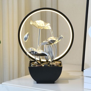 Fontaine d'eau de bureau en métal avec éclairage LED pour la décoration de la maison, salon - Product Image 1