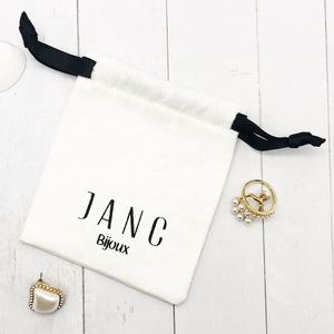 High Quality Muslin logo Jewelry Pouches <b>White</b> <b>Bags</b> for <b>Small</b> Ring Earring - Product Image 3