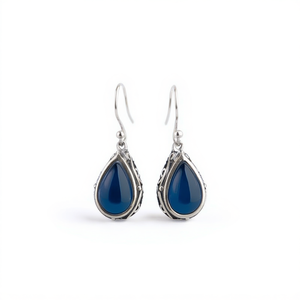 Pendientes de Lágrima de Lapislázuli Azul E4603 con Engaste de Plata 925, Joyería Clásica para Uso Diario de Mujer - Product Image 1
