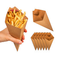 Vente en gros logo personnalisé cône jetable en papier pour frites avec plateau à sauce ketchup emballage de crème glacée gaufrée cônes chips de churros