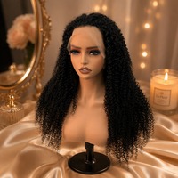 Perruque Afro Bouclée Frisée Noire Sans Colle 13*4 Lace Frontale Cheveux Naturels Vierges Vietnamiens Perruques Cheveux Humains