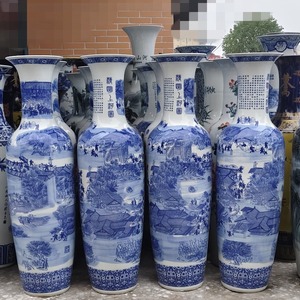 Grande <span class=keywords><strong>Vaso</strong></span> da Terra in <span class=keywords><strong>Ceramica</strong></span> <span class=keywords><strong>Blu</strong></span> e Bianca in Stile Cinese per Decorazione Hall Hotel - Product Image 3