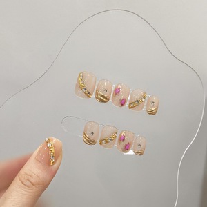 Diseño #469 Venta al por mayor de <span class=keywords><strong>uñas</strong></span> redondas cortas hechas a mano Diseño francés simple <span class=keywords><strong>Uñas</strong></span> de gel acrílico grueso <span class=keywords><strong>para</strong></span> mujeres - Product Image 1