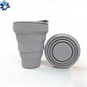Reusable Silicone Collapsible <b>Coffee</b> <b>Cup</b> Light Gray Compact Travel Drink <b>Cup</b> - Product Image 5