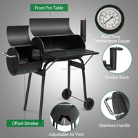 Barbecue portable pliable au charbon de bois CE avec kit de rôtissoire pour camping, en acier noir
