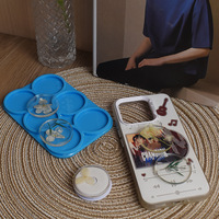 Moule en silicone pour support de téléphone rond à 6 cavités, support d'airbag, pour résine époxy, support de téléphone DIY, moule en silicone pour la fabrication de résine