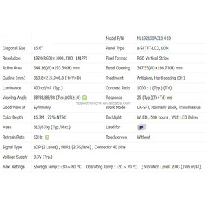 ใหม่ต้นฉบับ 15.6 นิ้ว 1920×1080 FHD อุตสาหกรรมโมดูล LCD สำหรับควบคุมอุตสาหกรรมอุปกรณ์ยานยนต์จอแสดงผล NL192108AC18-01D - Product Image 4