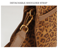 Sac hobo en daim d'hiver sur mesure de grande capacité, sacs fourre-tout sur mesure, sacs à main à imprimé léopard, sacs à bandoulière à fermeture éclair pour femmes