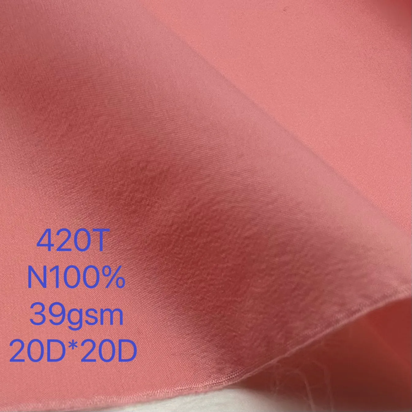 Em estoque 420T tecido de nylon 20D DTY ultra-fino para casaco de algodão liso enrugado