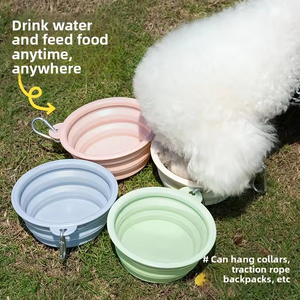 Bol pour animaux de compagnie écologique et portable, design pliable pour les distributeurs d'eau et de nourriture en plein air pour chiens et chats - Product Image 4
