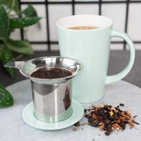 Tasse à thé en céramique avec infuseur et couvercle tasse à thé en porcelaine réutilisable personnalisée tasse en céramique avec couvercle