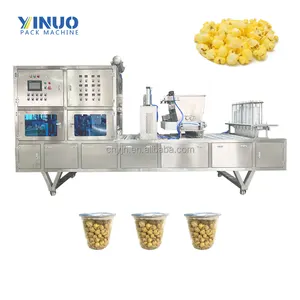 Pabrik Makanan digunakan komersial gelas Popcorn mengisi mesin pembungkus segel pemasok dan produsen di Cina