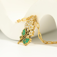 Collier en acier inoxydable, or 18K, chinois, 12 animaux, pendentif fleur de naissance