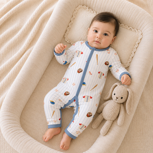 Combinaison Bébé Confortable à Prix d'Usine avec Fermeture Éclair Bidirectionnelle et Pieds Intégrés, Couleur Unie, Vente en Gros Personnalisée en Gros Volume - Product Image 1