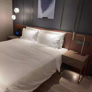 Minimalist 3 Star Hotel Bedroom Furniture Set With Wooden Bed Frame Nightstand TV Cabinet <b>Work</b> <b>Desk</b> for Budget Hotels - Product Image 1