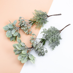 6 pz piccole foglie fatte da te raccogliere piante artificiali floccate per la disposizione dei muri di fiori - Product Image 6