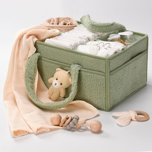 Organisateur de couches portable pour bébé, en <span class=keywords><strong>sherpa</strong></span>, doux et respirant, pour table à <span class=keywords><strong>langer</strong></span>, panier de rangement pour couches, ours en peluche - Product Image 3