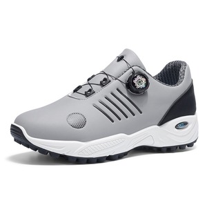 Zapatos de Golf Unisex Grises con Sistema de Cordones Boa, Parte Superior de PU, Suela de Goma, Entresuela de EVA, Forro de Malla, Diseño Transpirable e Impermeable - Product Image 1