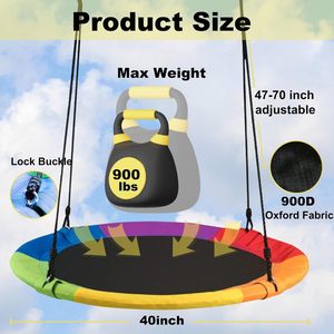 CZFIT 40 Inch Green Alloy PPE Hanging Saucer Tree <b>Swing</b> <b>for</b> Kids Indoor/Outdoor Kindergarten Waterproof Seat 2 Hanging Straps - Product Image 3