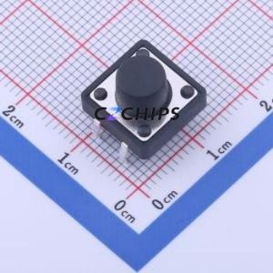 GT-TC152B-H080-L1 Tactile Switch Through hole-4P,12x12mm Switch Single Pole Single Throw Round Button 2.5N Through Hole - Product Image 1