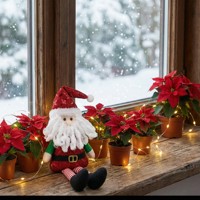 SANWEI Weihnachtself-Puppe mit Roter Mütze in Sitzposition Elfendekoration für Feiertage Zuhause Kaminsims Weihnachtsbaum Dorfszene