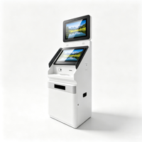 Kiosque de paiement médical à double écran de 21,5 pouces |   Terminal tactile hospitalier OEM/ODM sur pied, équipé de plusieurs systèmes d'exploitation, lecteur d'identification QR